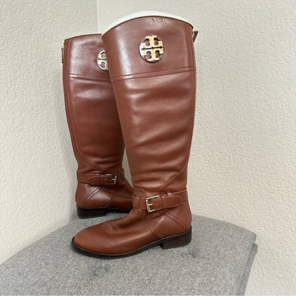 Tory Burch Adeline Riding Boots Color Almond Women's Size 6 - Picture 4 of 16